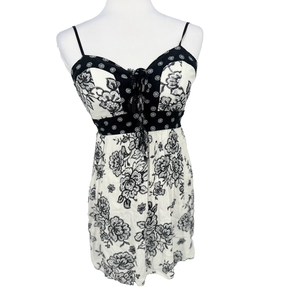 Charlotte Russe Baby Doll Y2K Mini Dress Spaghetti Strap XS Floral Boho Festival